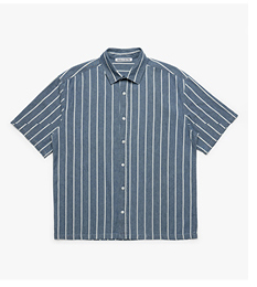 Men's Striped Short Sleeve Shirt In Blue Striped