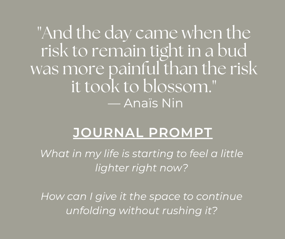 quote and journal prompt for Ligthness Returns theme