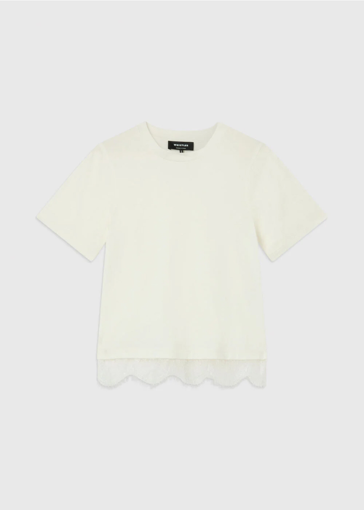 Ivory Lace Trim Detail Tee