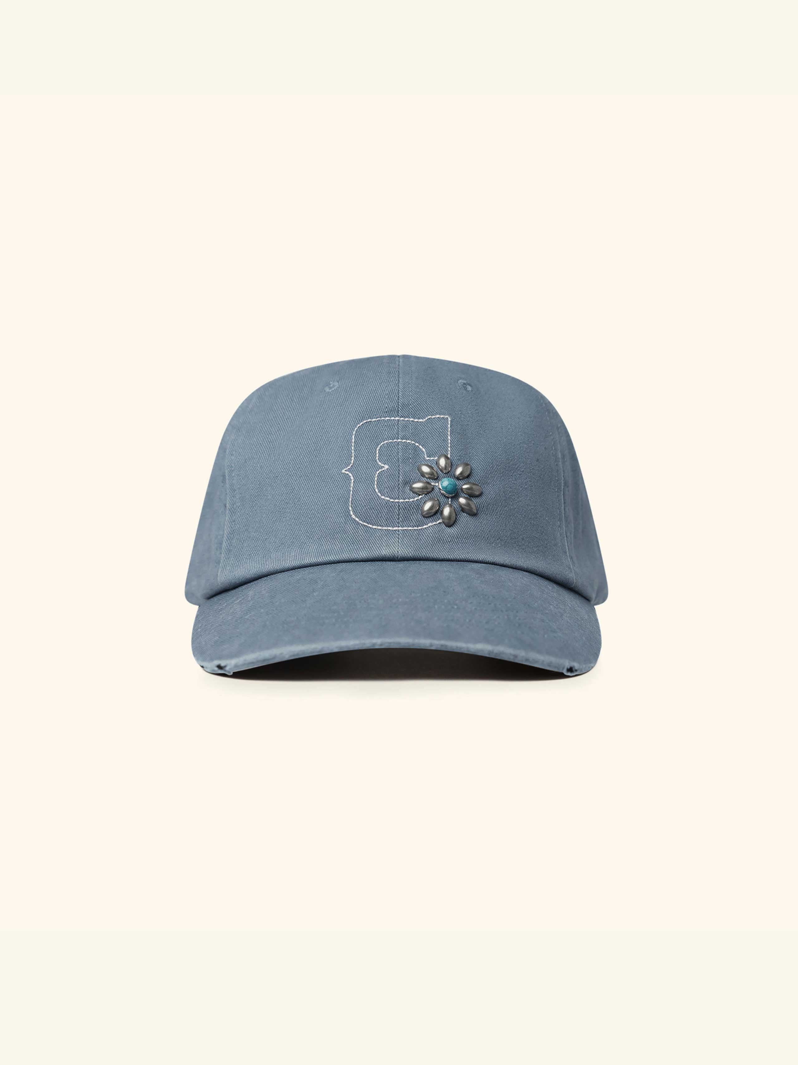 Image of Studded Unstructured Hat (Sun Faded Blue)