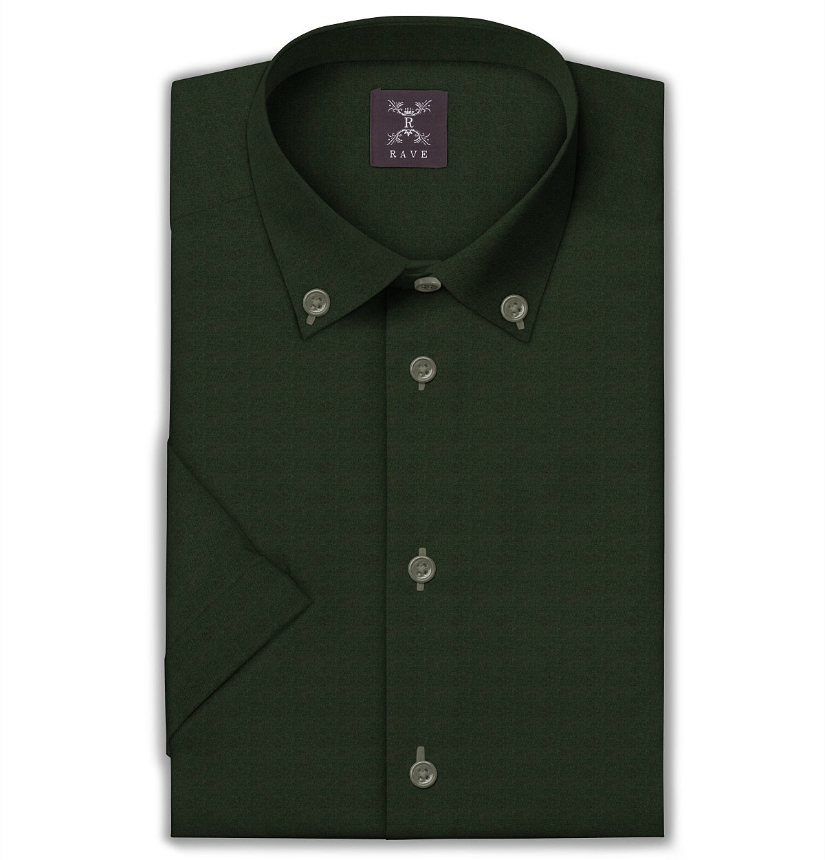 Image of Wrinkle-Resistant - Button-Down Collar - Short Sleeve - Forest Green
