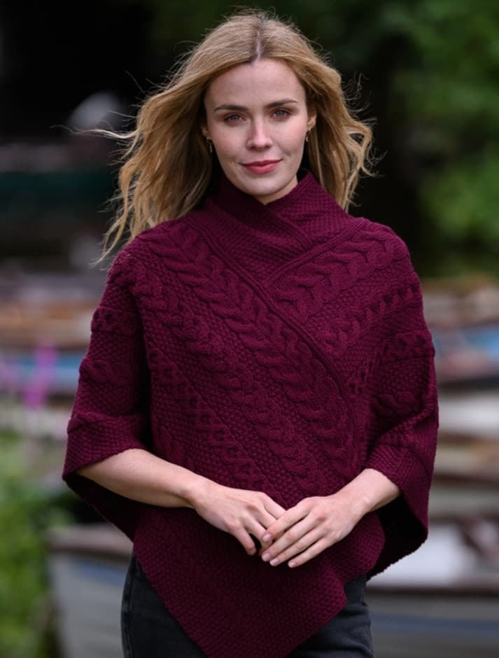 Aran Cable Knit Poncho