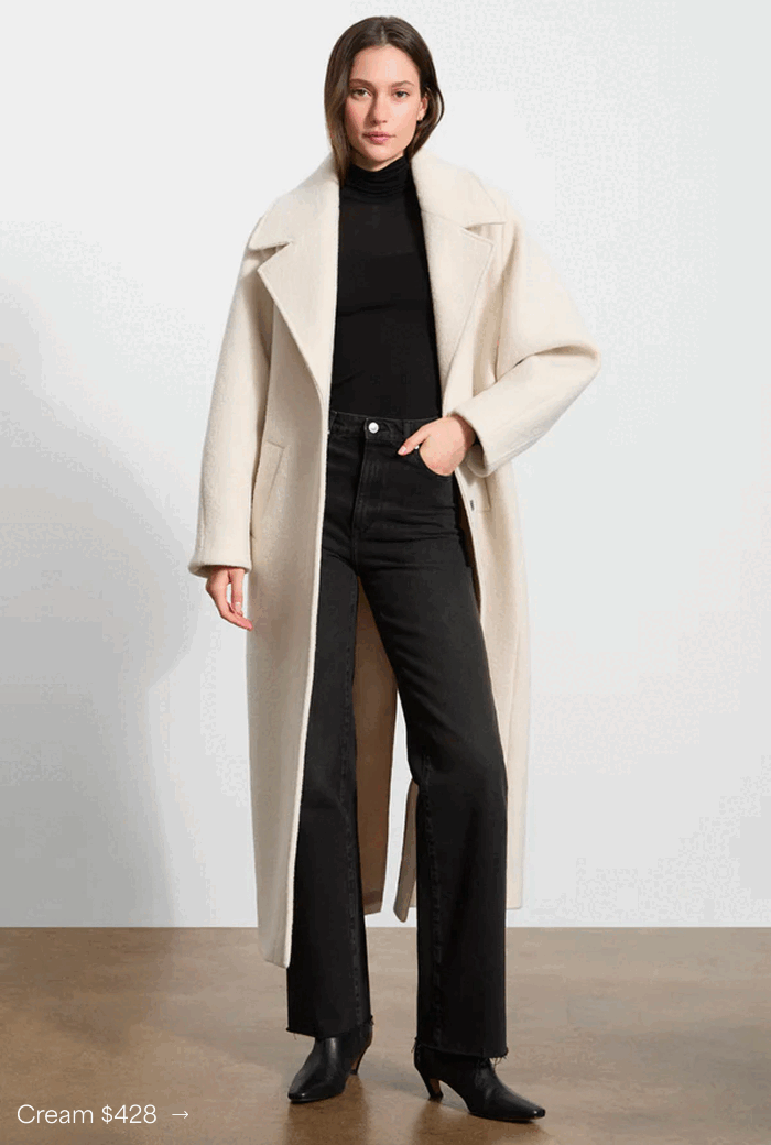 A GIF showing different color variations of The Charlton Coat.