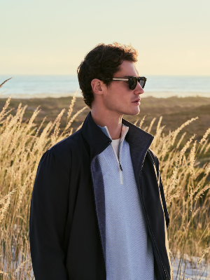 Men's Salcombe Jacquard Half Zip Cotton Cashmere Jumper