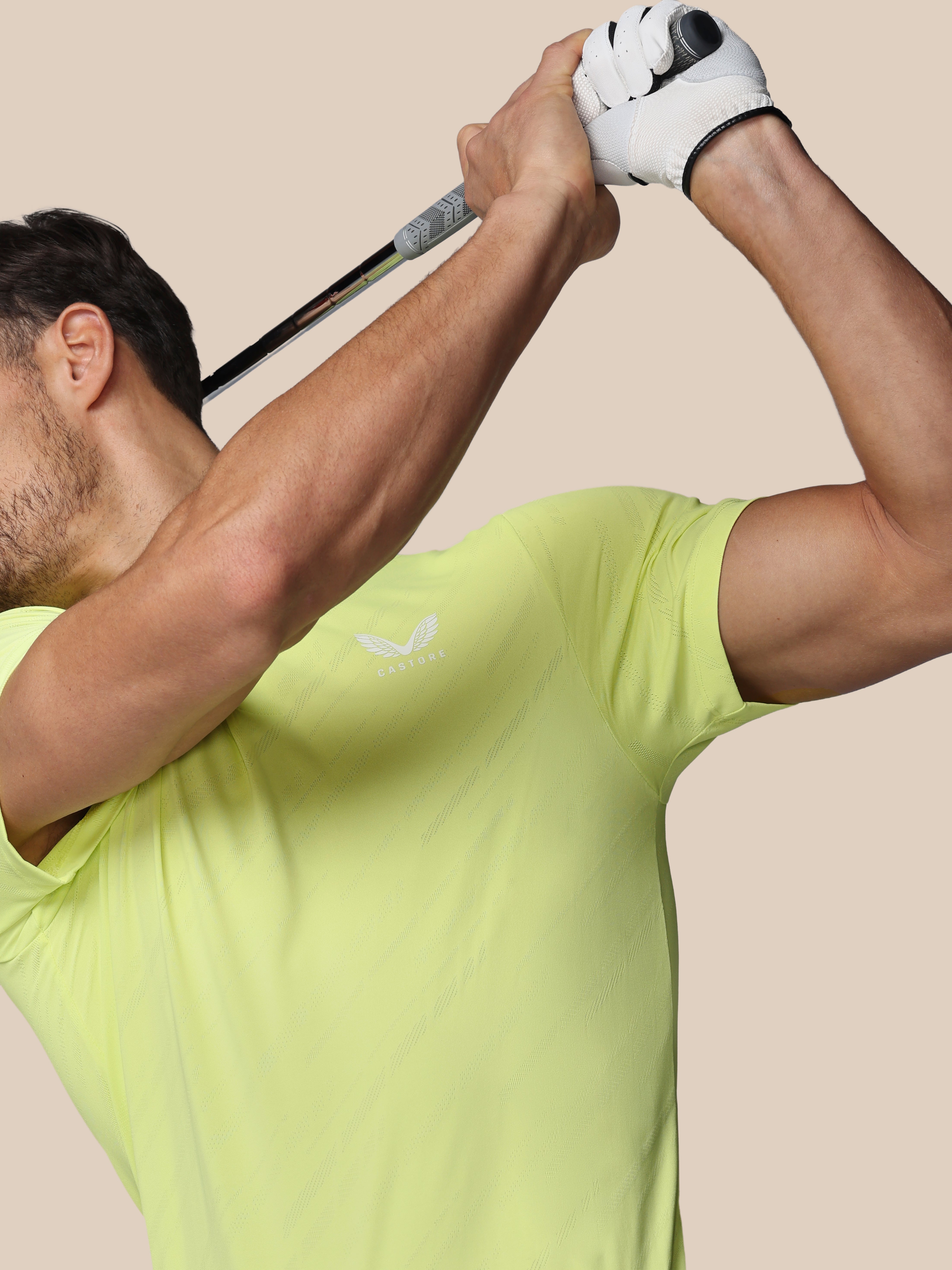 Image of Men’s Golf LVS Engineered Knit Short Sleeve Polo Top - Lime
