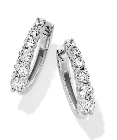 White gold diamond hoop earrings.