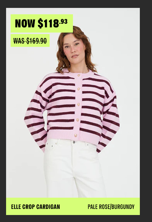 ELLE CROP CARDIGAN PALE ROSE/BURGUNDY