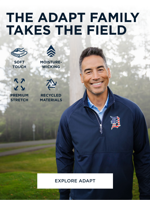 Man wearing an Adapt quarter zip on a walk | Explore Adapt