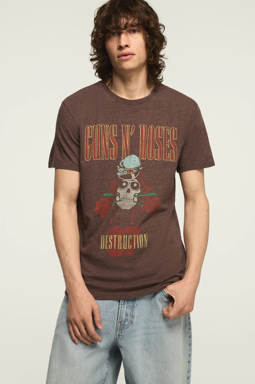 Image of Lucky Brand Guns N Roses Tee - Men's Clothing Tops Shirts Tee Graphic T Shirts in Coffee Bean
