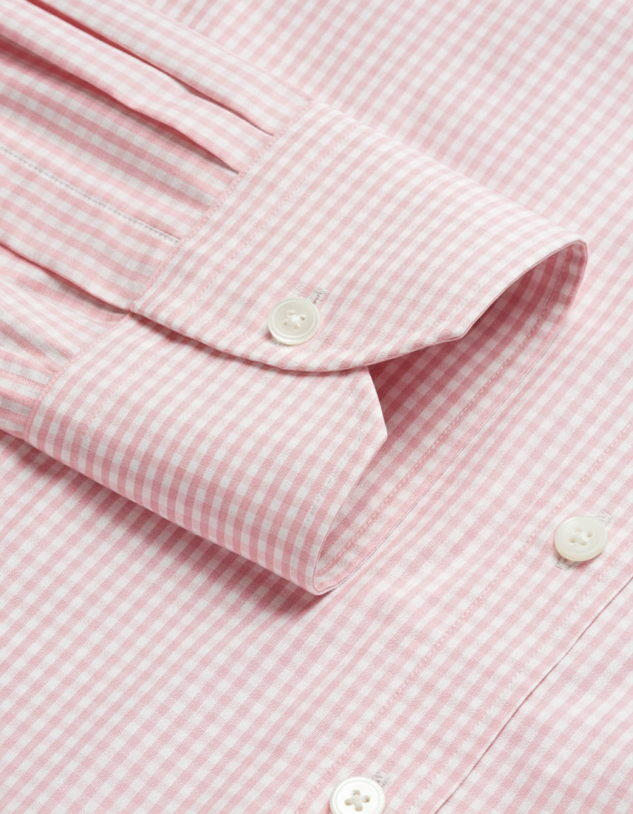 an image of a close up of a pink and white shirt