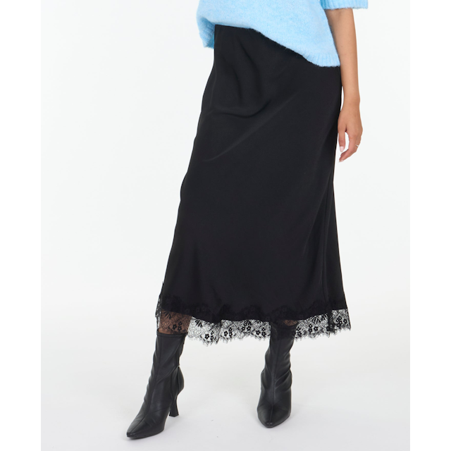 Women's Satin Lace Trim Skirt