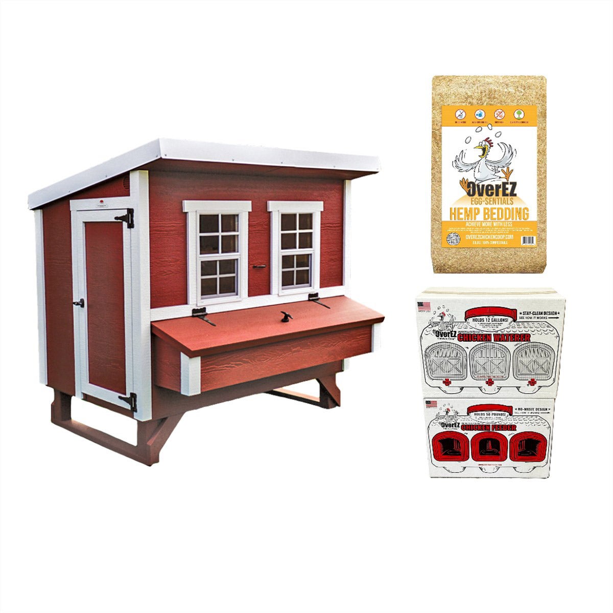 OverEZ Classic Large Chicken Coop with Feeder, Waterer and Bedding