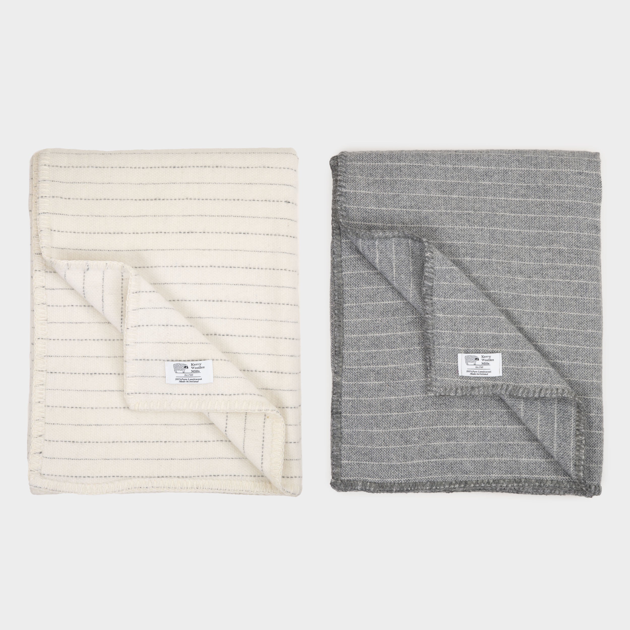 Image of Soft Lambswool Throw - Pinstripe
