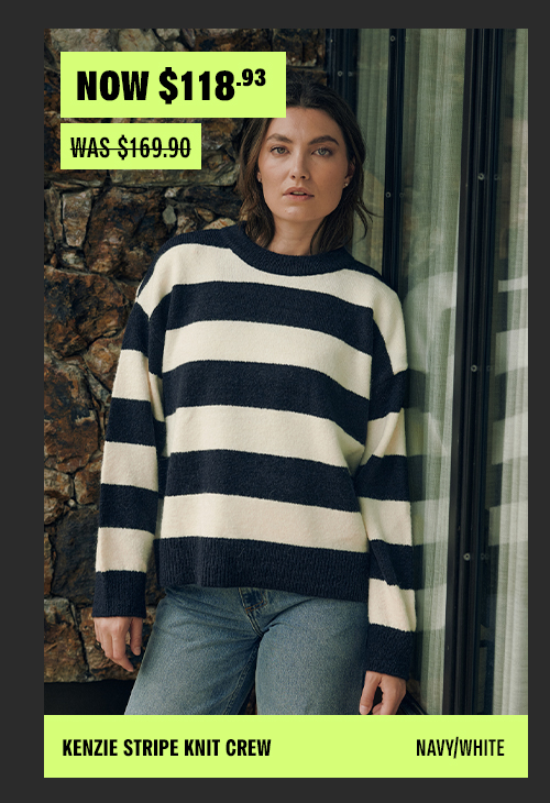 KENZIE STRIPE KNIT CREW NAVY/WHITE