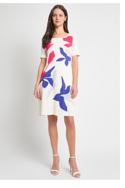 Floral Applique A-Line Soft Knit Dress