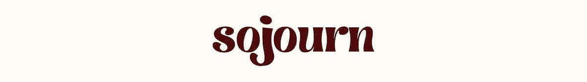 Text that reads 'sojourn' in a stylish font on a light background.