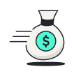 Fast money bag icon
