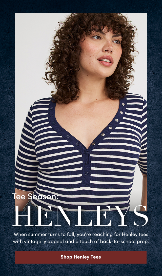 Tee Season: Henleys | When summer turns to fall, you're reaching for Henley tees with vintage-y appeal and a touch of back-to-school prep. | Shop Henley Tees >