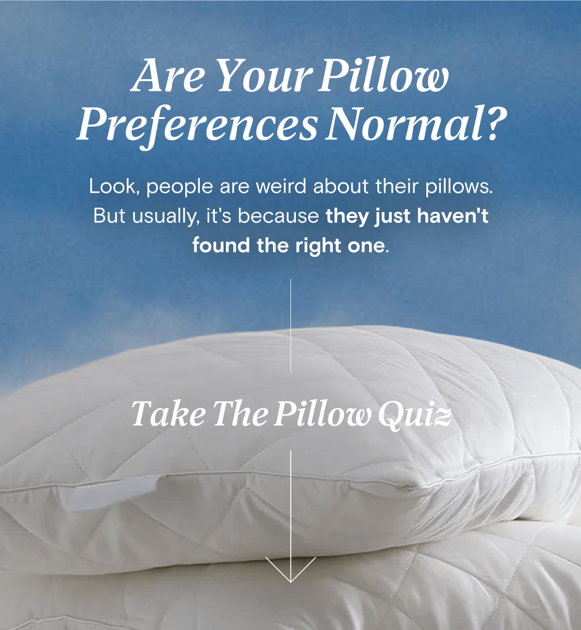 Are Your Pillow Preferences Normal? Look, people are weird about their pillows. But usually, it's because they just haven't found the right one. - Take The Pillow Quiz