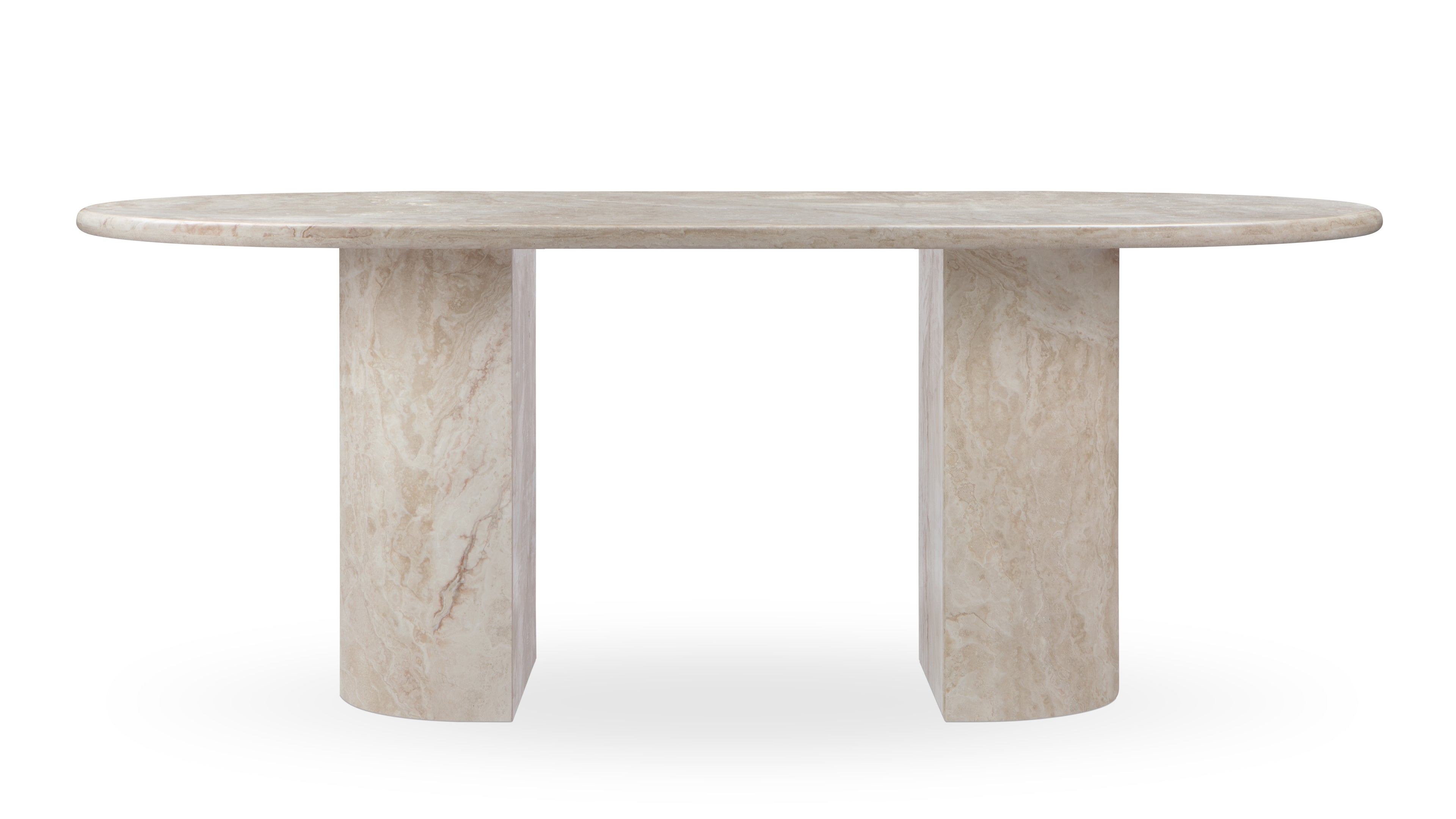 Image of Dante - Dante Dining Table, White Travertine, 77in