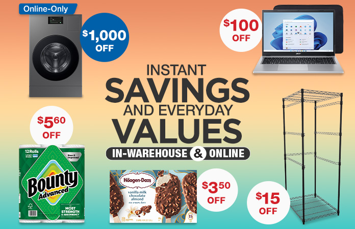 Member Only Savings in Warehouse and online