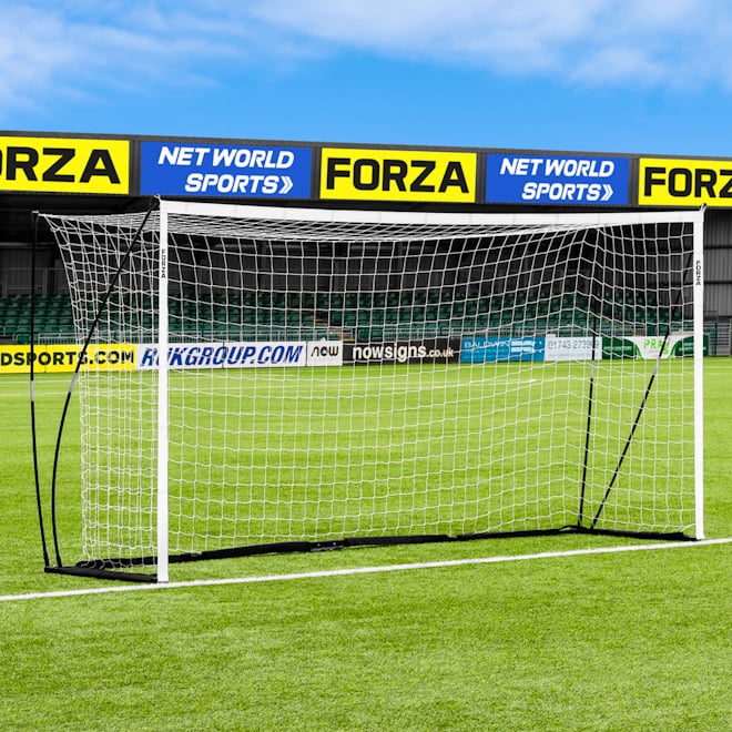 Bestselling FORZA 12 x 6 ProFlex Pop Up Goal on a stadium pitch. Perfect for training or on the go match days.