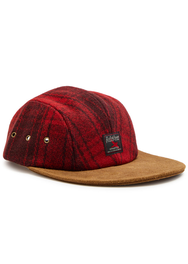 POLO RALPH LAUREN Checked suede and wool cap
