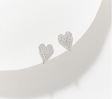 Diamonique x Jennifer Miller Elongated Pave Heart Stud Earrings, Sterl
