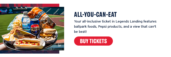Your all-inclusive ticket in Legends Landing features ballpark foods, Pepsi products, and a view that can’t be beat! Buy Tickets.