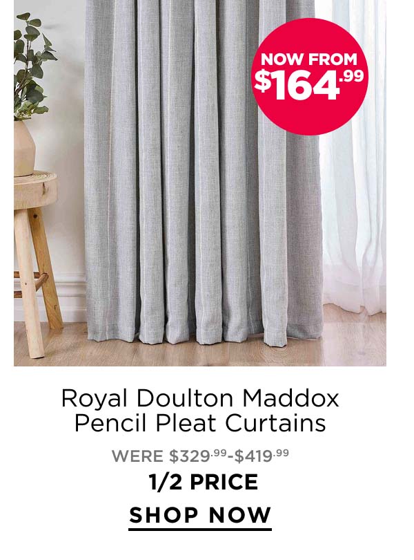 Royal Doulton	Maddox Pencil Pleat Curtains