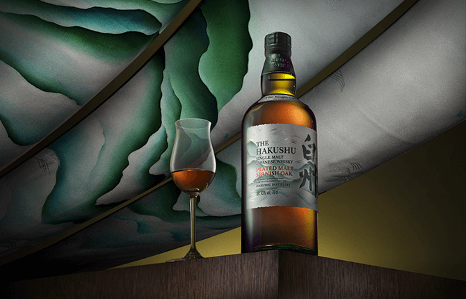 Limited-edition bottle of Hakushu on a tabletop