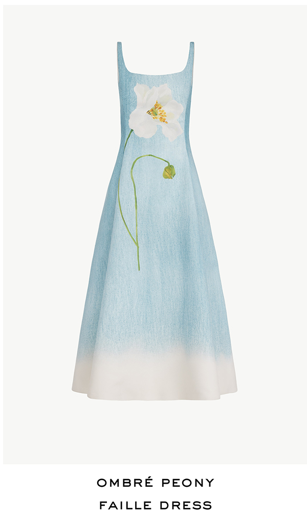 Ombré Peony Faille Dress