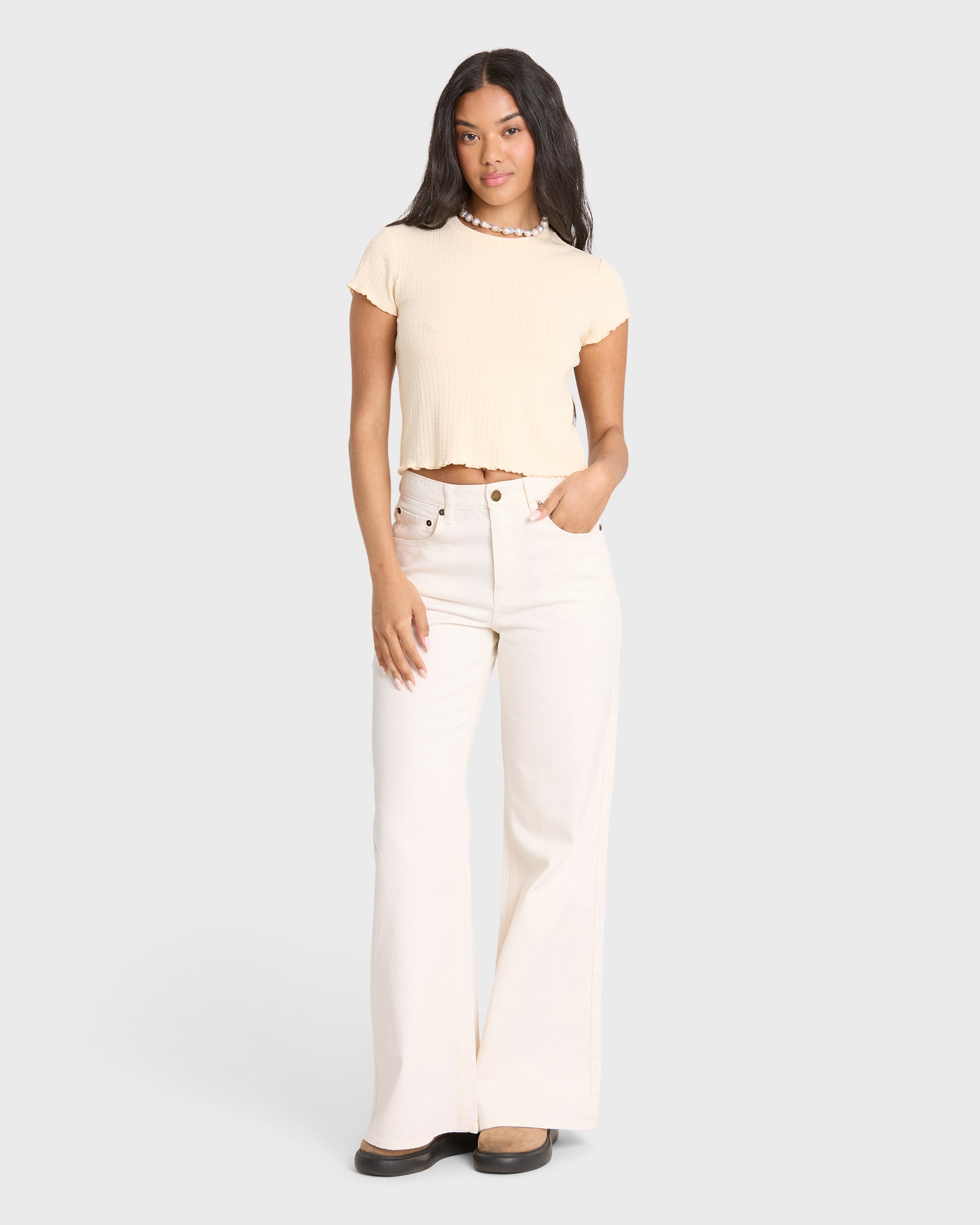 Image of Free Fall Flare 5-Pocket Pants - Sea Salt