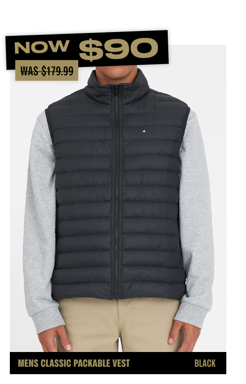 MENS CLASSIC PACKABLE VEST BLACK