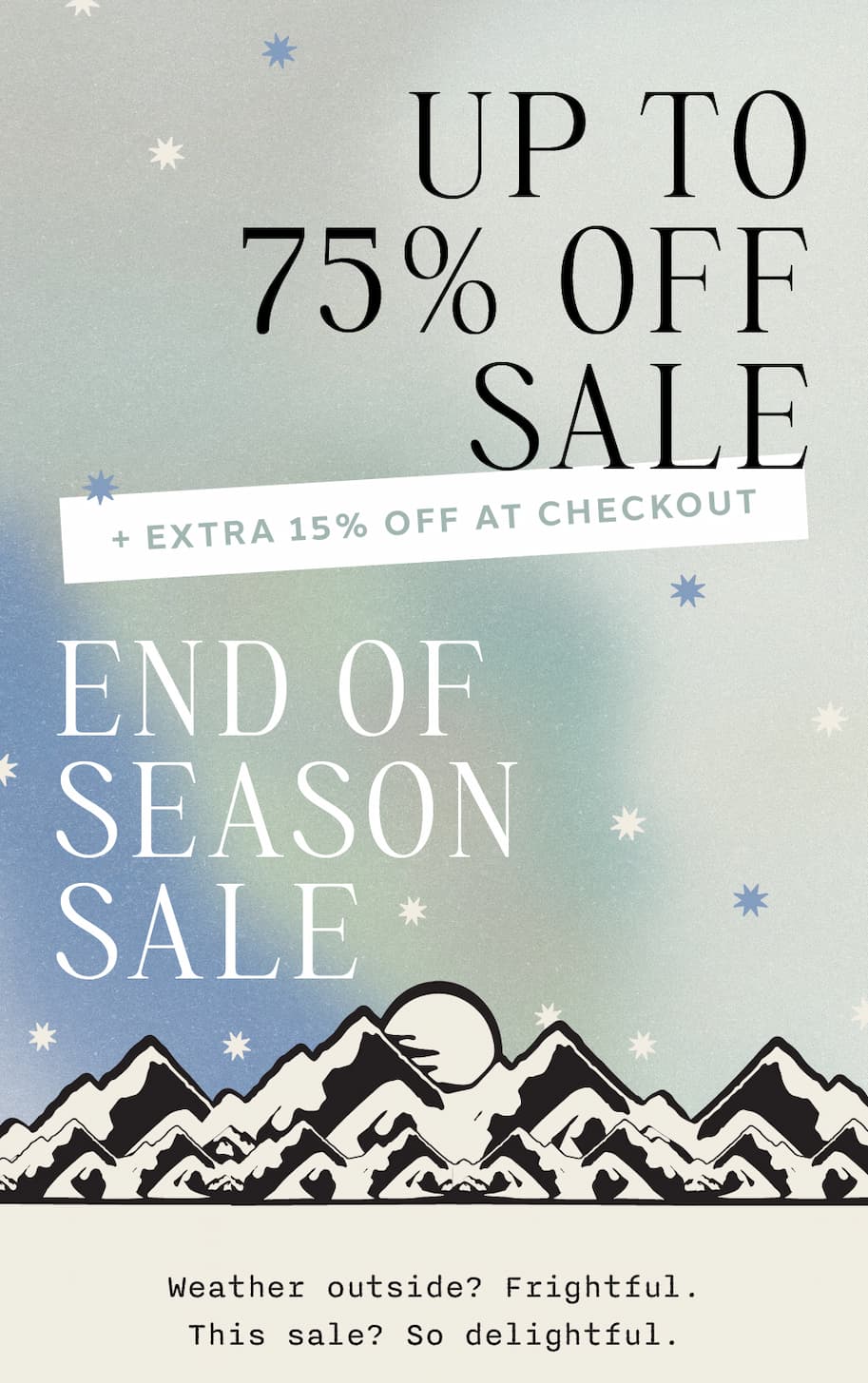 END OF SEASON SALE- 75% OFF