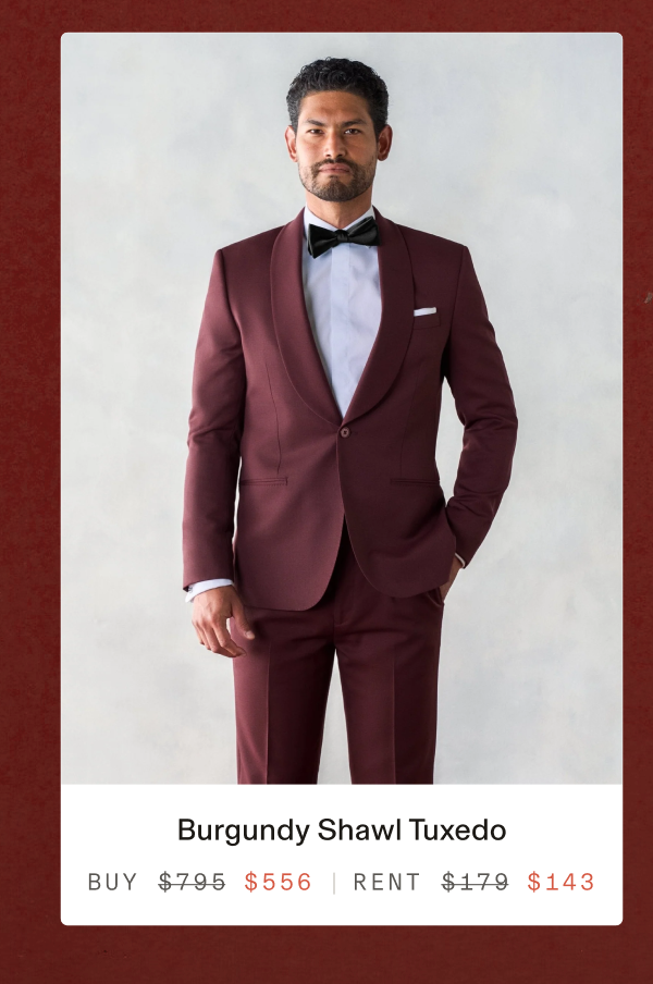 Burgundy Shawl Tuxedo Buy $556 Rent $142