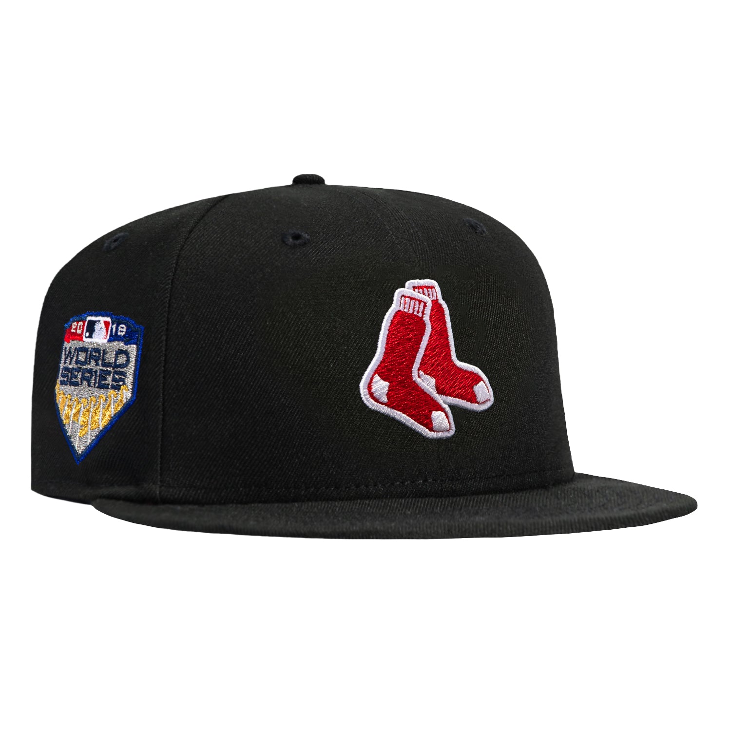 Image of New Era 59Fifty Black Dome Boston Red Sox 2018 World Series Patch Alternate Hat - Black