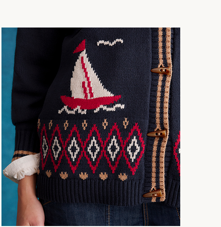 Sapna Intarsia Sailor Cardigan Blue