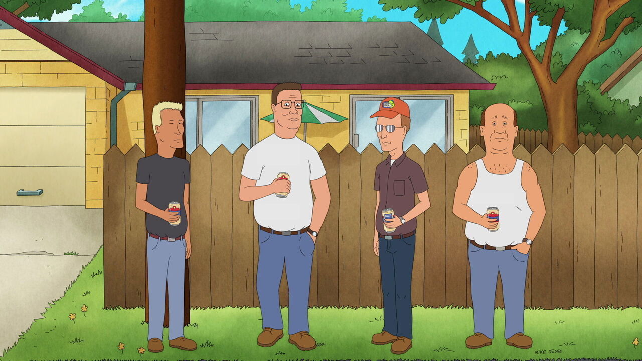 KING OF THE HILL episode “First Look”. After years working a propane job in Saudi Arabia to earn their retirement nest egg, Hank and Peggy Hill return to a changed Arlen, Texas to reconnect with old friends Dale, Boomhauer and Bill.