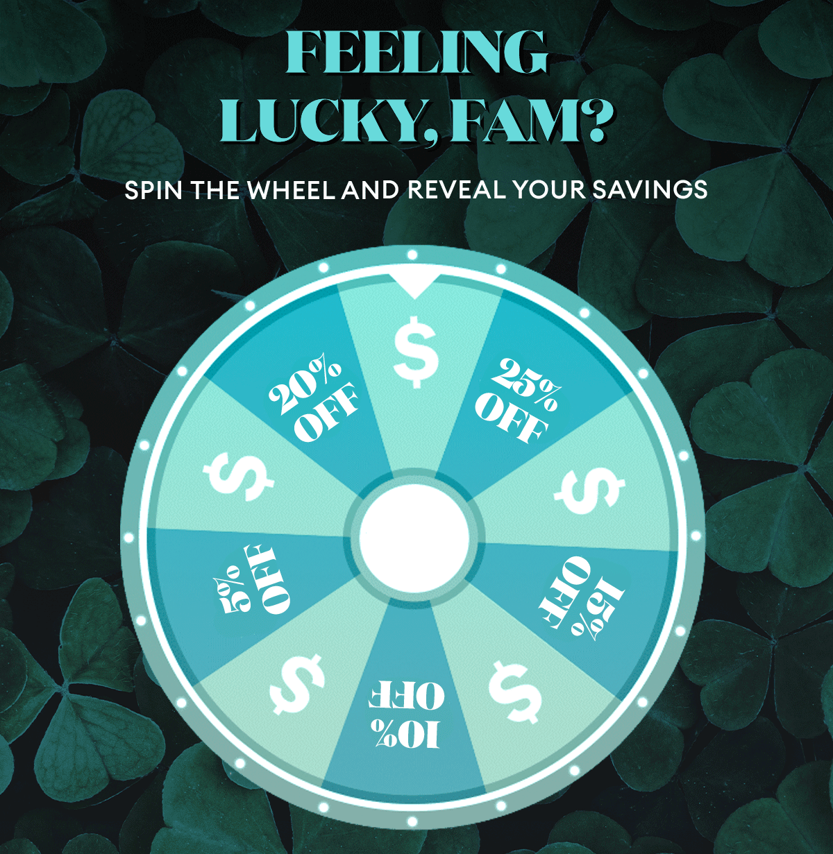 Feeling Lucky, Fam? Spin the wheel and reveal your savings