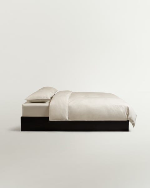 Image of Percale Sheet Set (5 pcs) –&nbsp;Sand/White