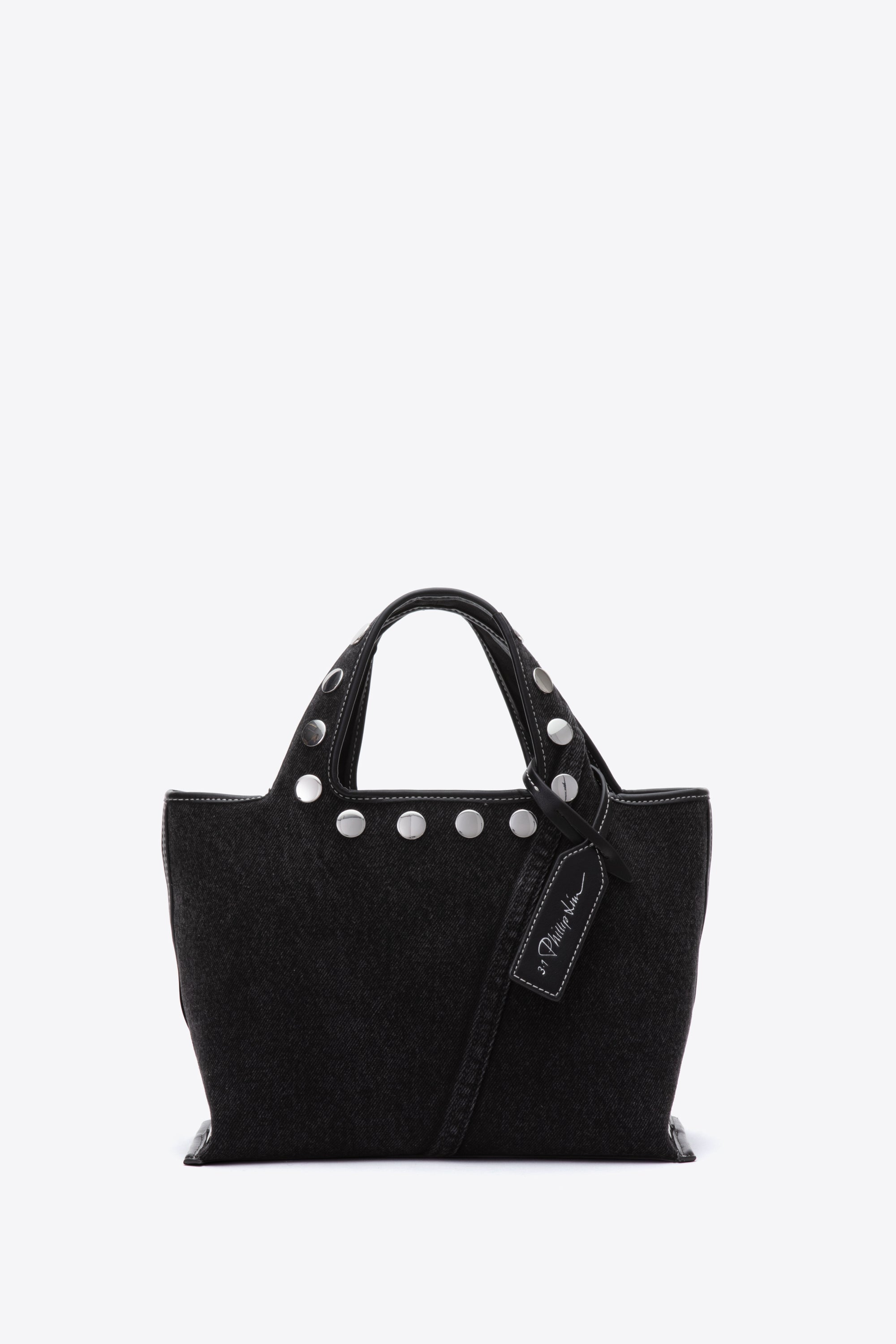 Image of Denim Mini Market Tote with Studs