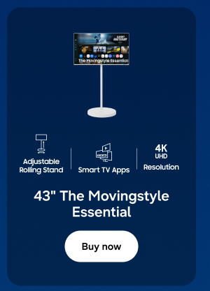 Adjustable Rolling Stand | Smart TV Apps | 4K UHD Resolution - 43" The Movingstyle Essential - Buy now