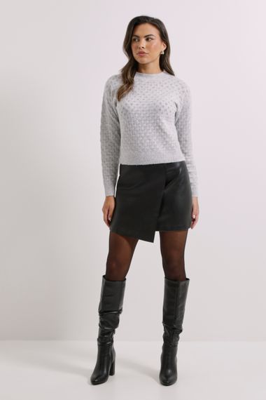 Grey Pointelle Jumper