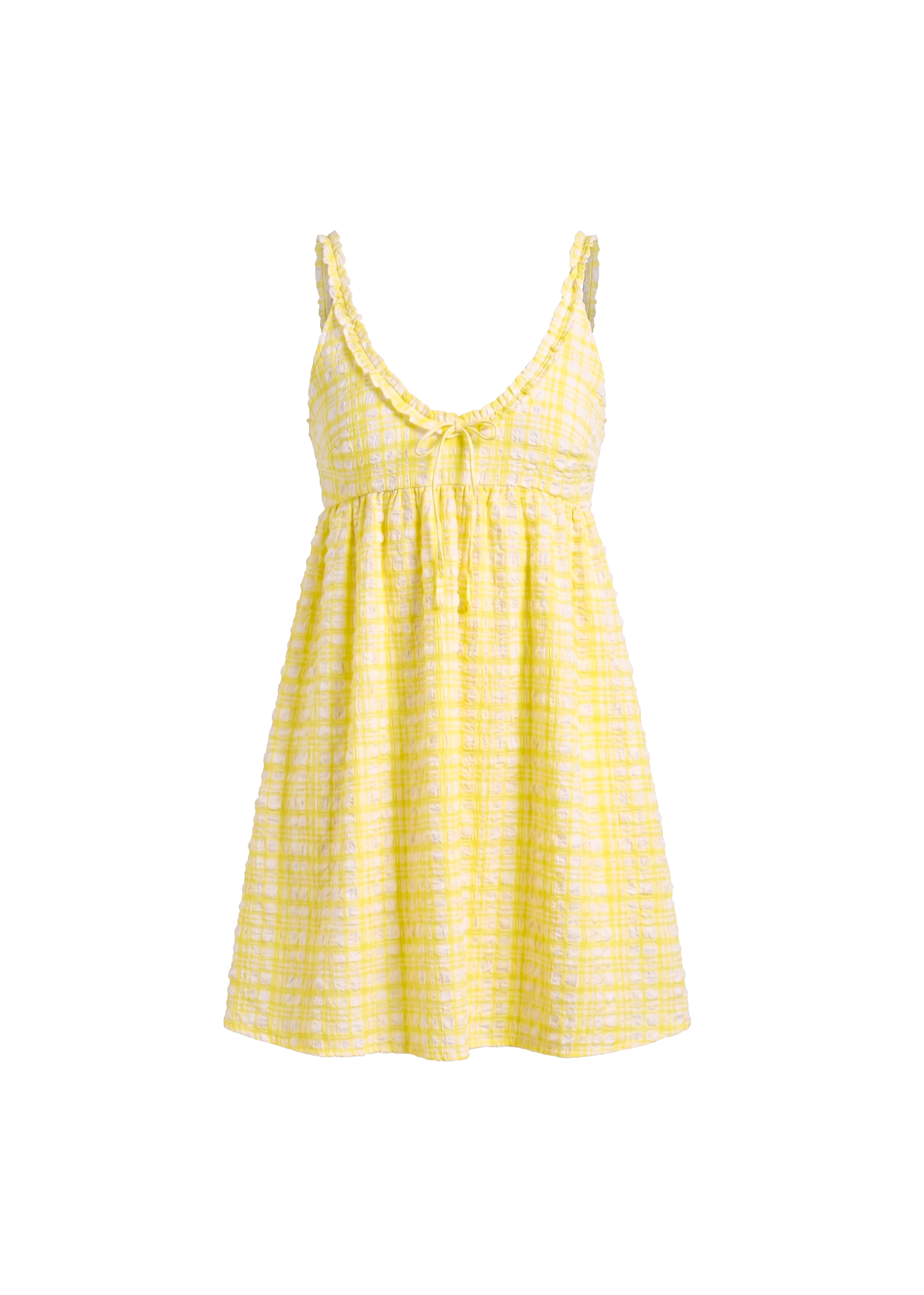 Yellow plaid mini dress