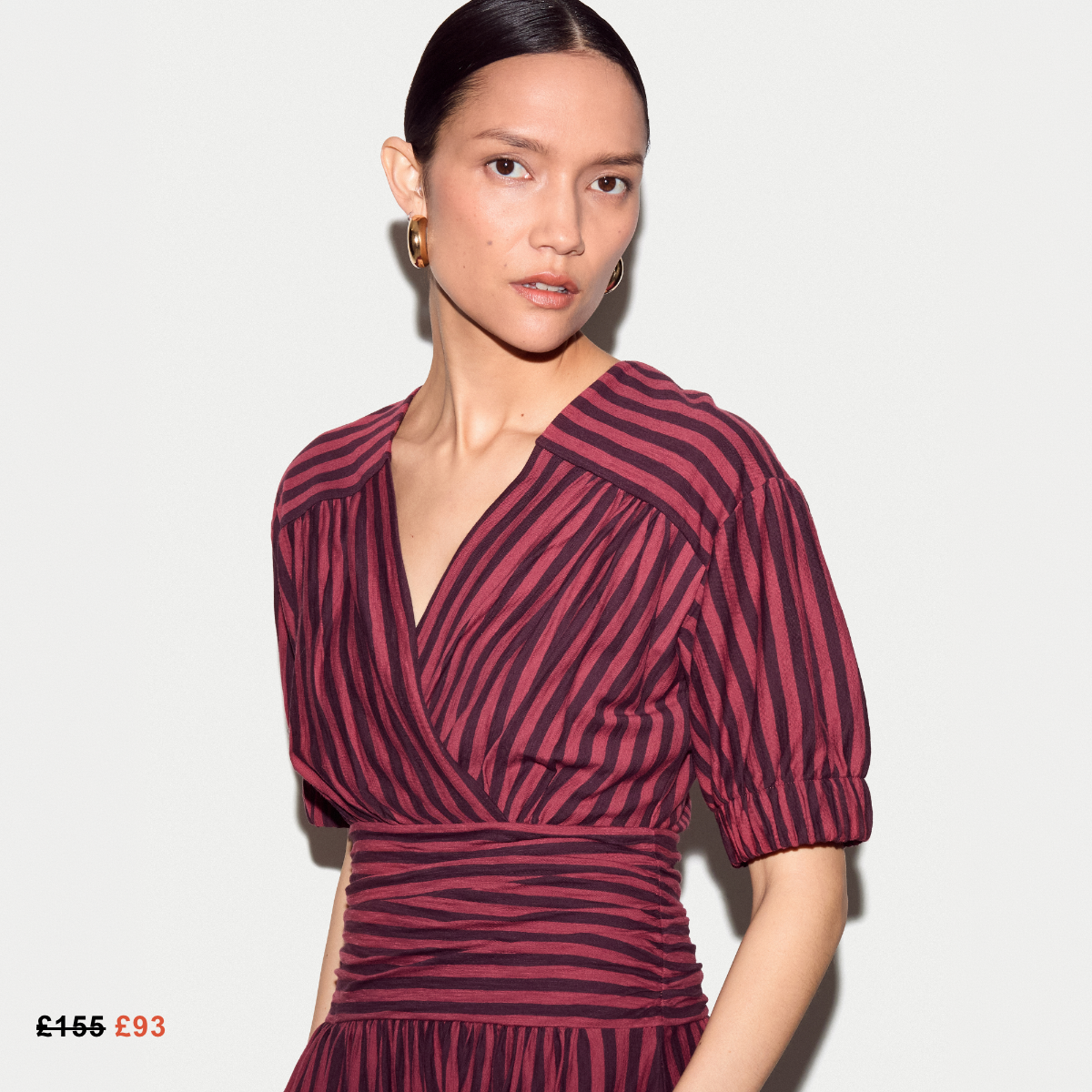 Short Sleeve Slub Stripe Jersey Dress