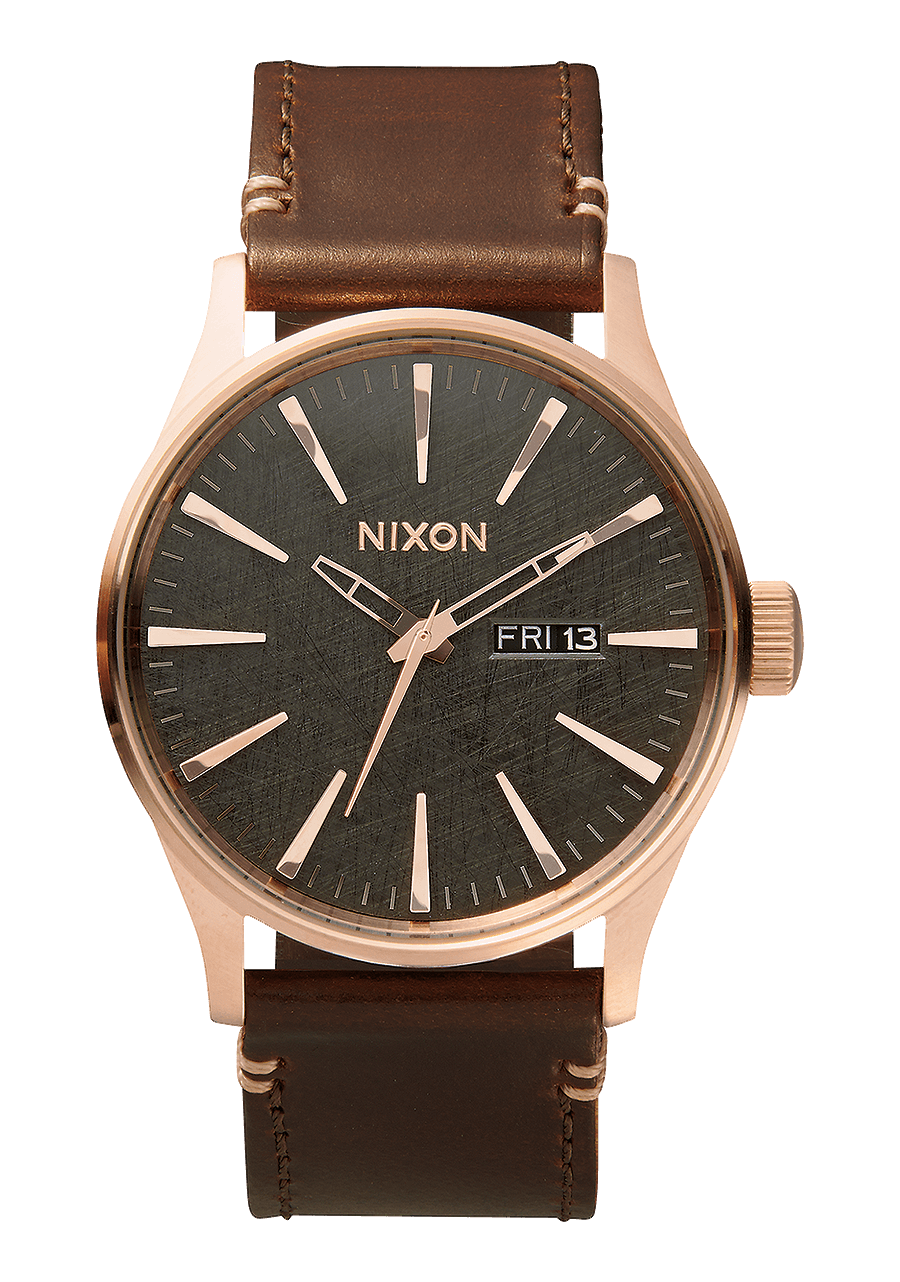 Image of Sentry Leather - Rose Gold / Gunmetal / Brown