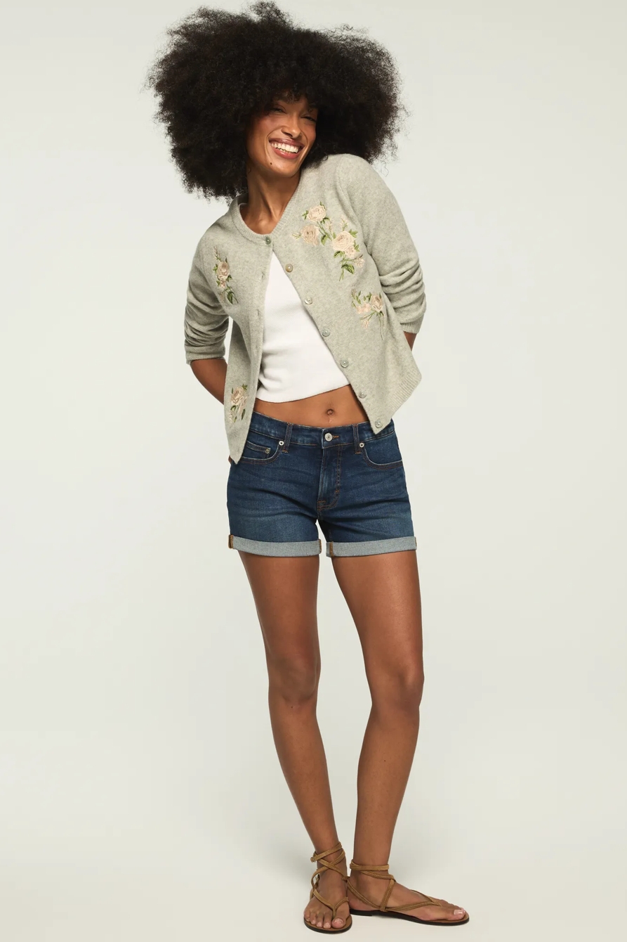Image of Lucky Brand Mid Rise Ava Short - Women's Shorts Denim Jean Short in Night Cafe Rolled Wash