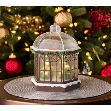 ShWk 8/4 Illuminated Snow-Dusted Gazebo by Valerie