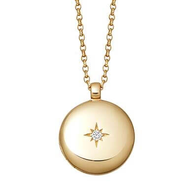 Medium Biography Locket Necklace in Yellow Gold Vermeil